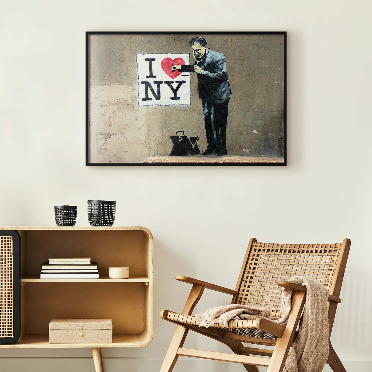 Banksy Graffiti Hearts Inscriptions Poster