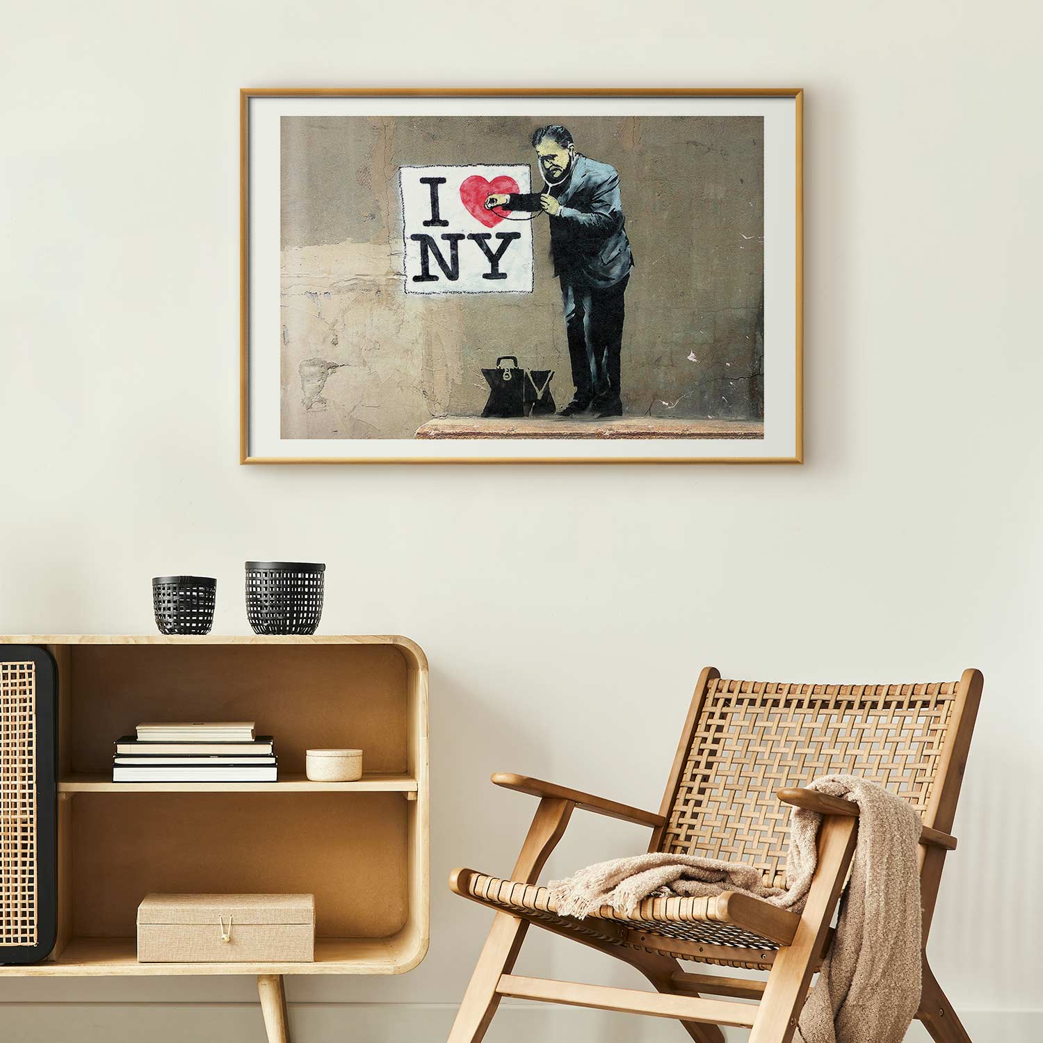 Banksy Graffiti Hearts Inscriptions Poster