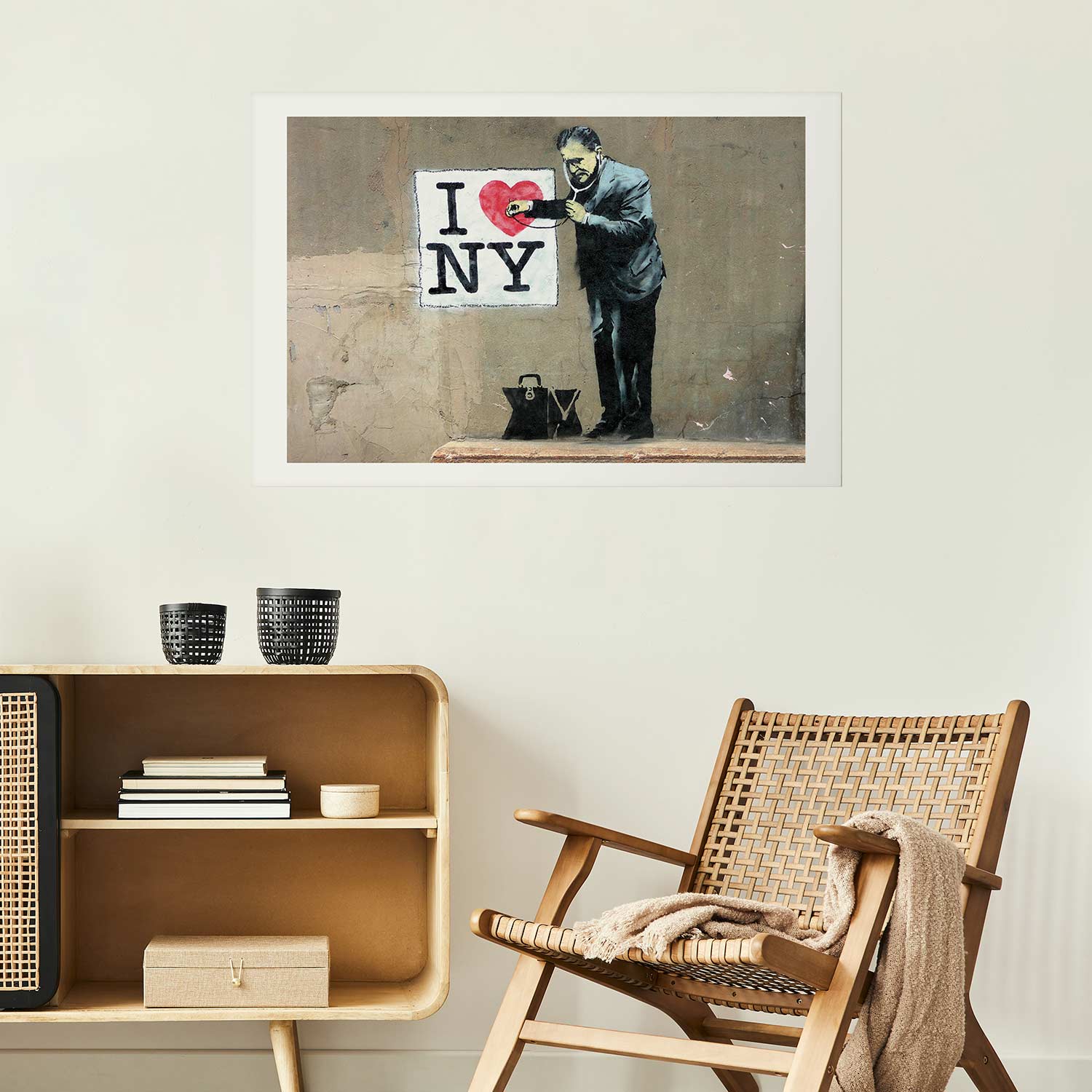 Banksy Graffiti Hearts Inscriptions Poster