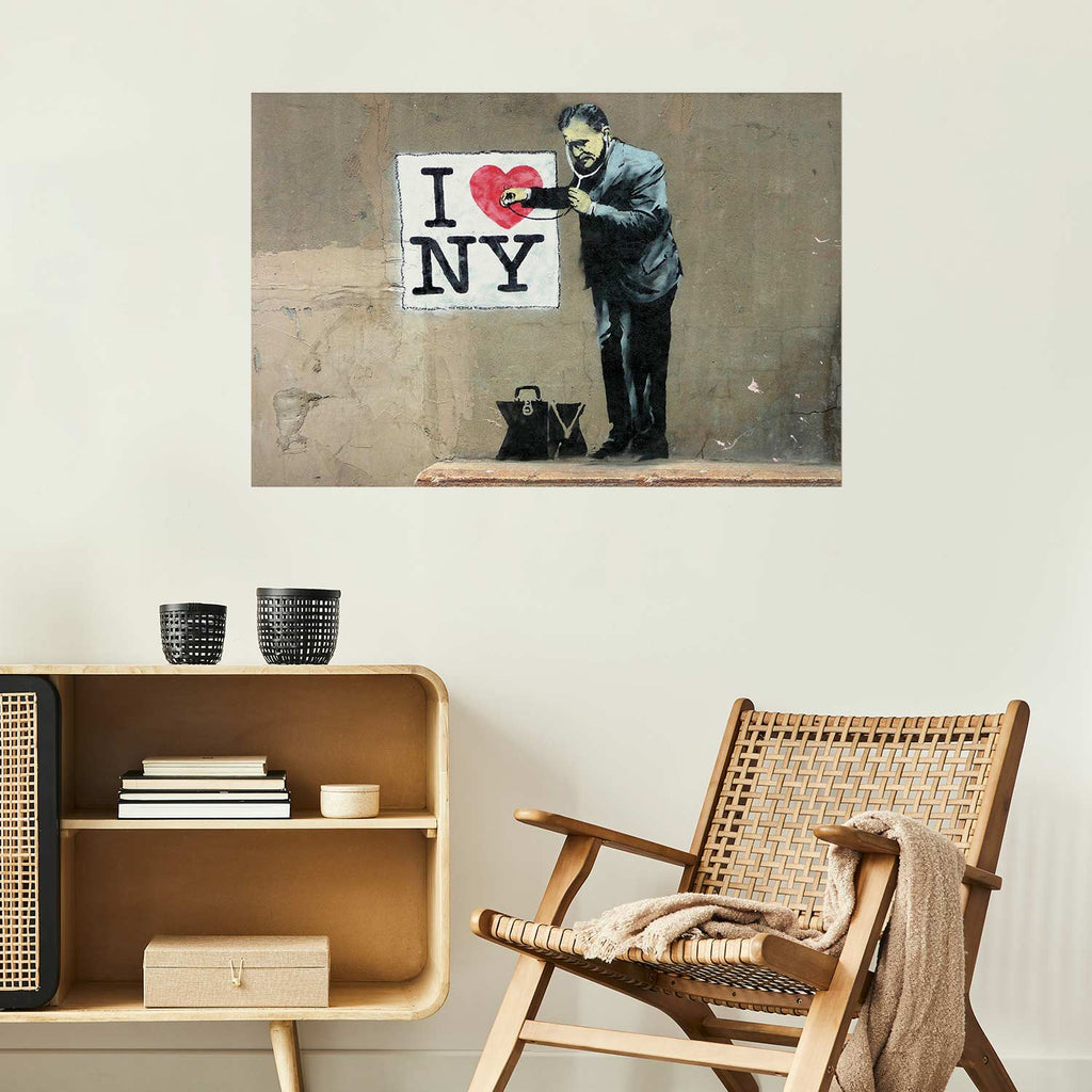 Banksy Graffiti Hearts Inscriptions Poster