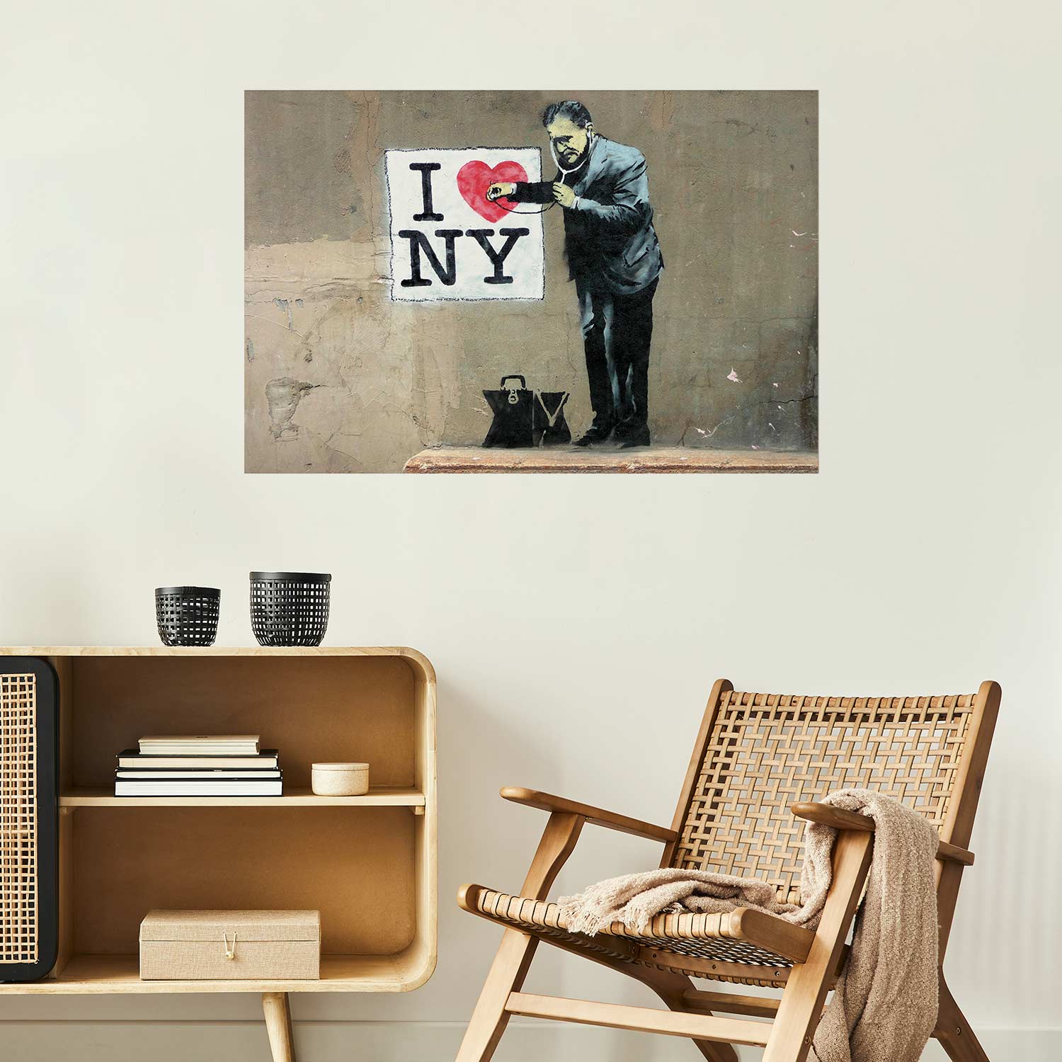 Banksy Graffiti Hearts Inscriptions Poster