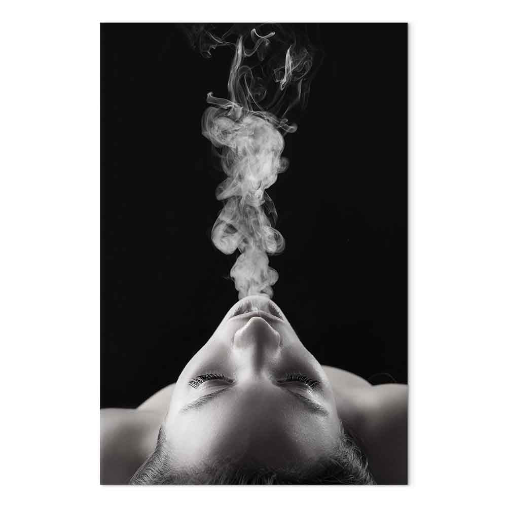 Woman Face Smoke Cloud Photo Canvas Print