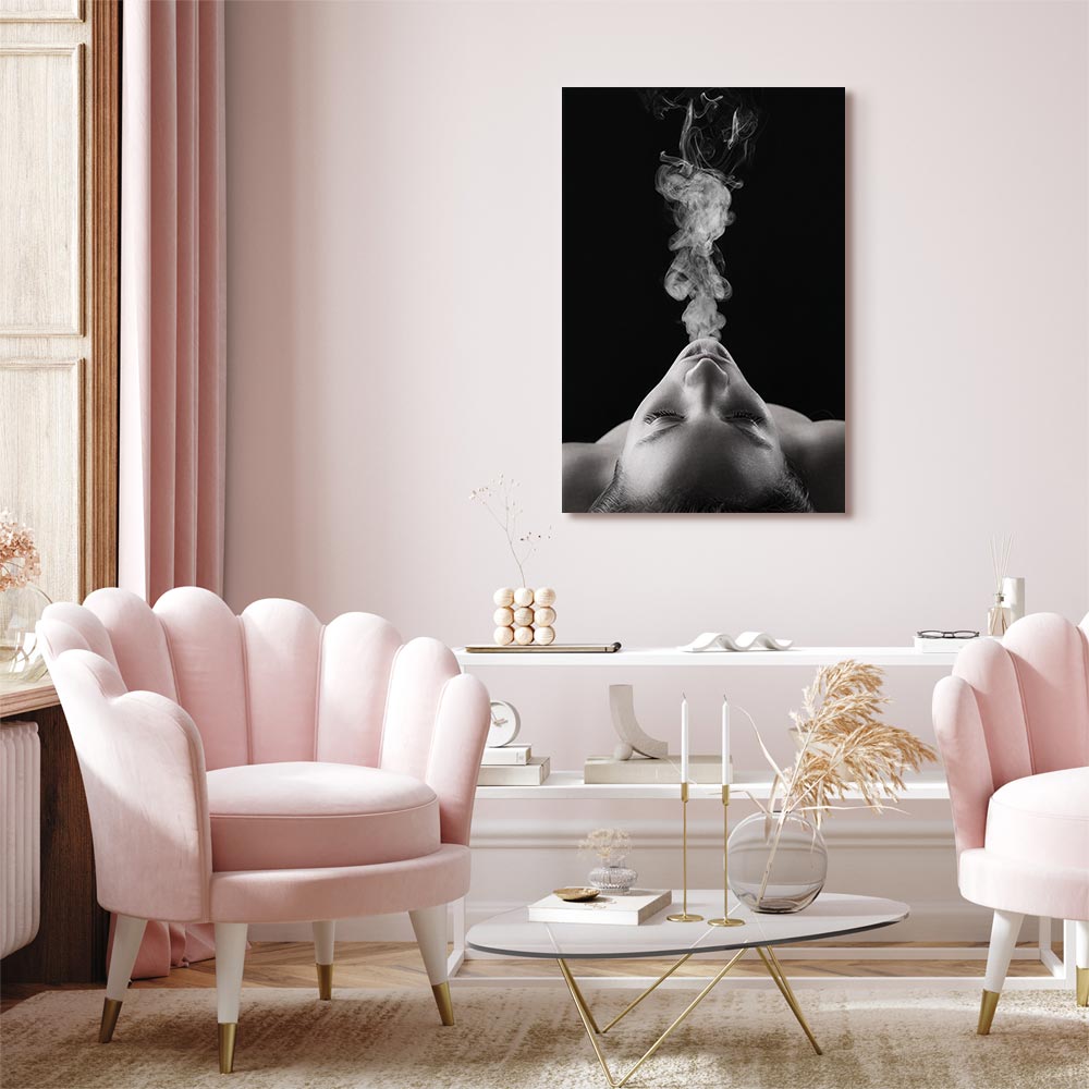 Woman Face Smoke Cloud Photo Canvas Print