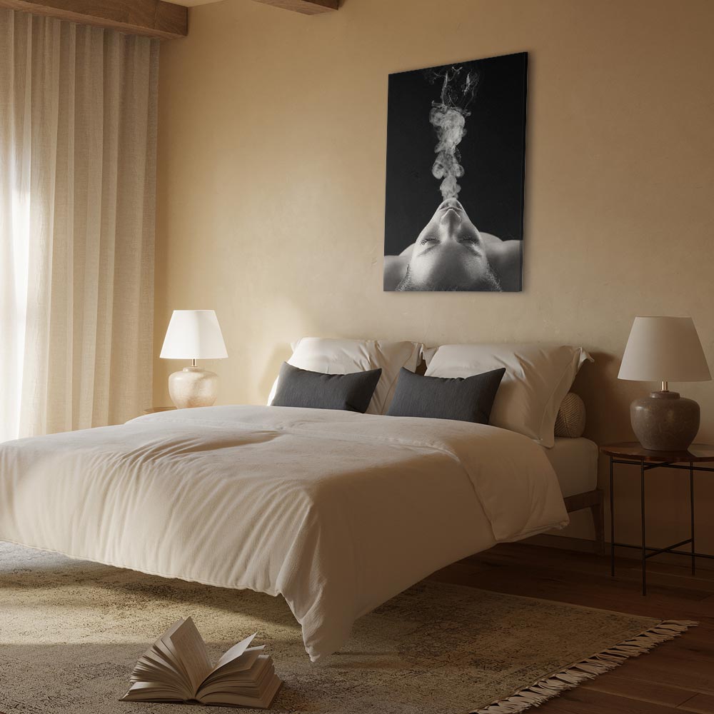 Woman Face Smoke Cloud Photo Canvas Print