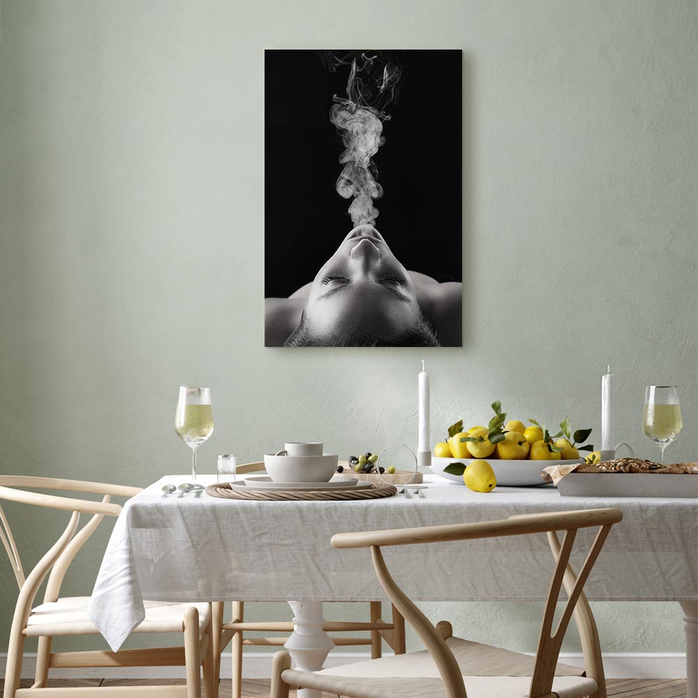 Woman Face Smoke Cloud Photo Canvas Print