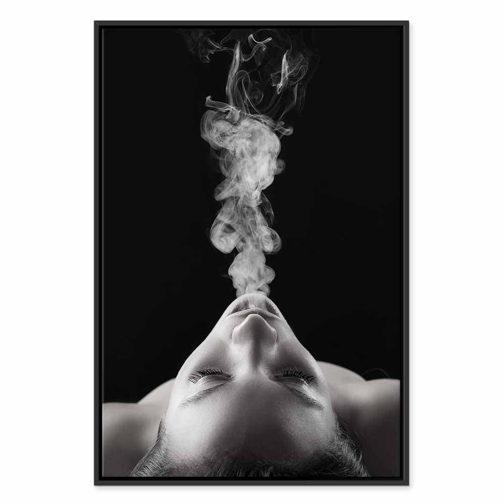 Woman Face Smoke Cloud Photo Canvas Print