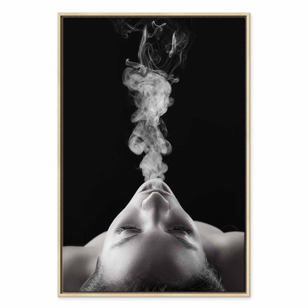 Woman Face Smoke Cloud Photo Canvas Print