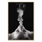 Woman Face Smoke Cloud Photo Canvas Print