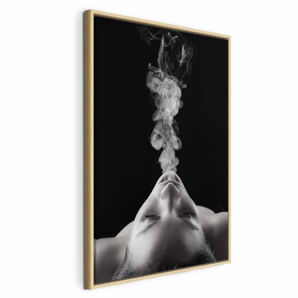 Woman Face Smoke Cloud Photo Canvas Print