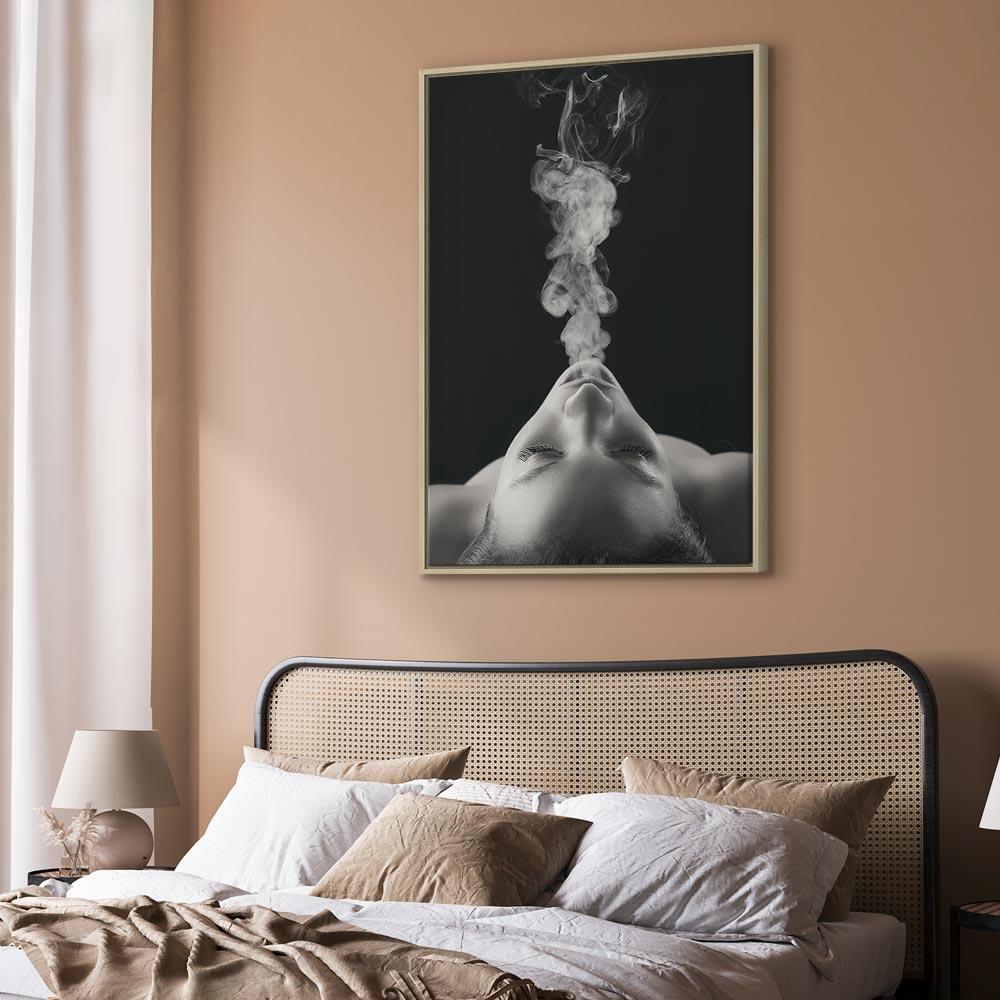 Woman Face Smoke Cloud Photo Canvas Print