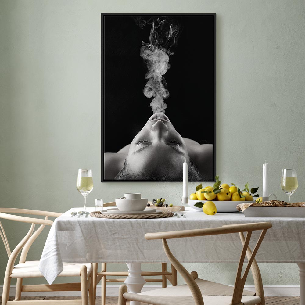 Woman Face Smoke Cloud Photo Canvas Print