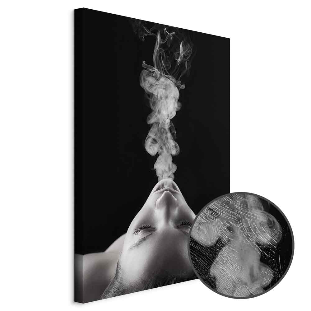 Woman Face Smoke Cloud Photo Canvas Print
