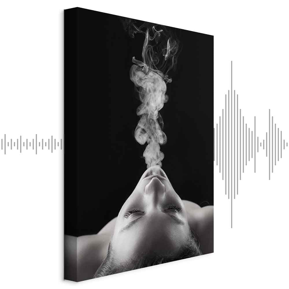 Woman Face Smoke Cloud Photo Canvas Print