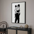 Kissing Coppers Street Art Poster