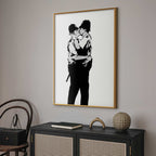 Kissing Coppers Street Art Poster