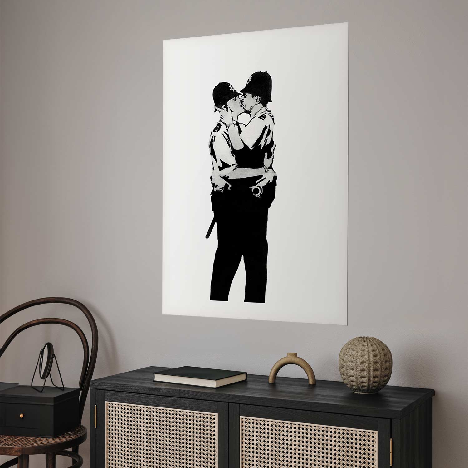 Kissing Coppers Street Art Poster