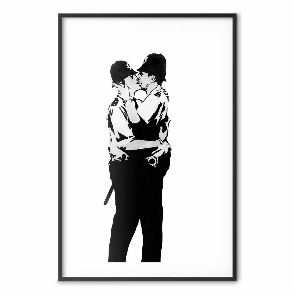 Kissing Coppers Street Art Poster