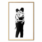 Kissing Coppers Street Art Poster
