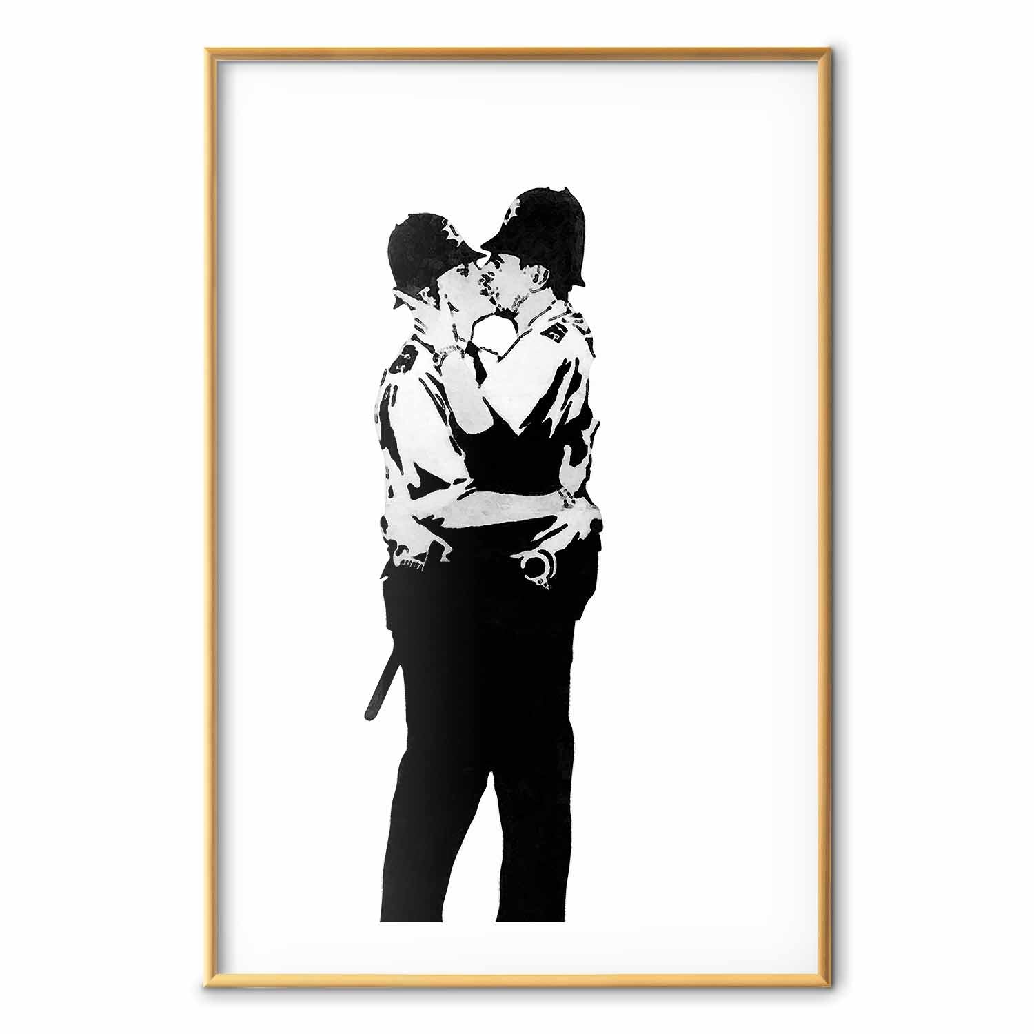 Kissing Coppers Street Art Poster