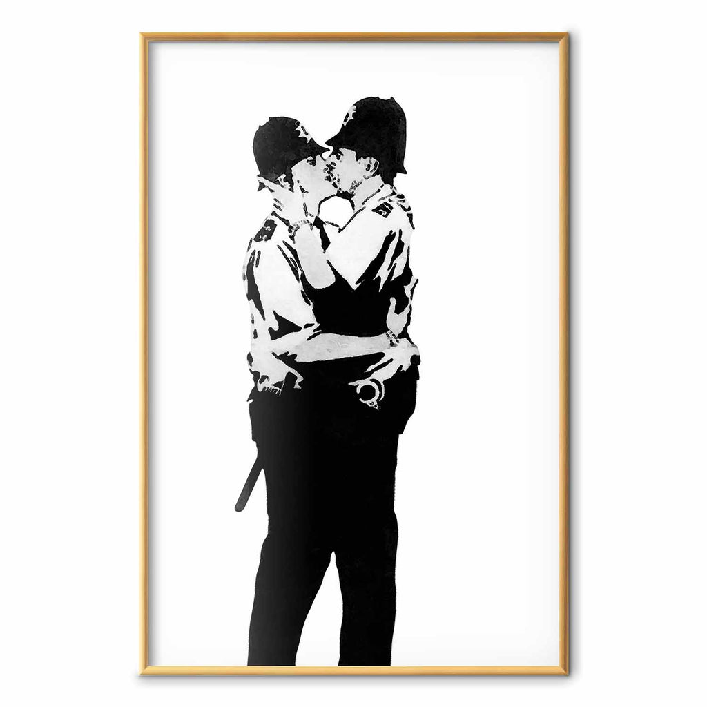 Kissing Coppers Street Art Poster