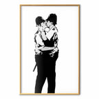 Kissing Coppers Street Art Poster