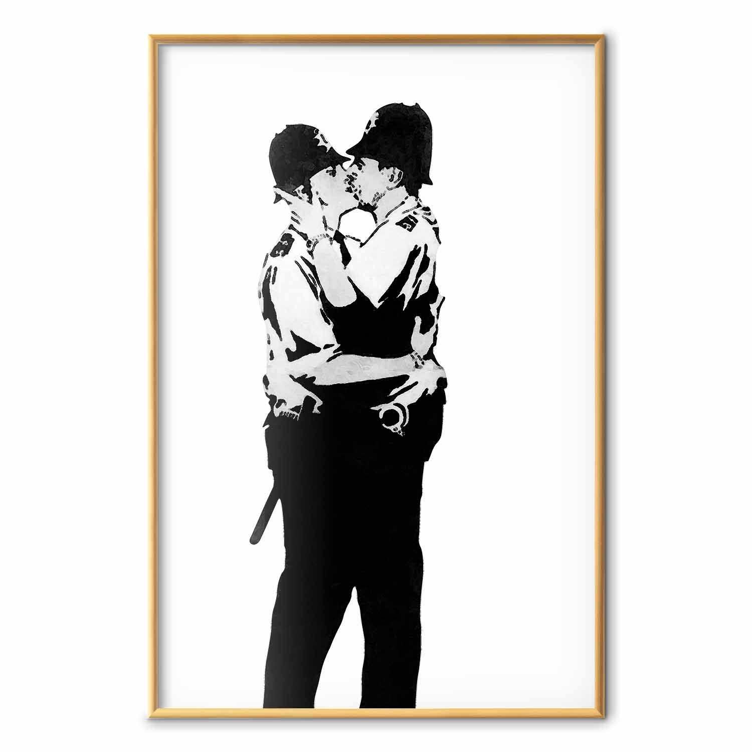 Kissing Coppers Street Art Poster