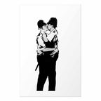 Kissing Coppers Street Art Poster