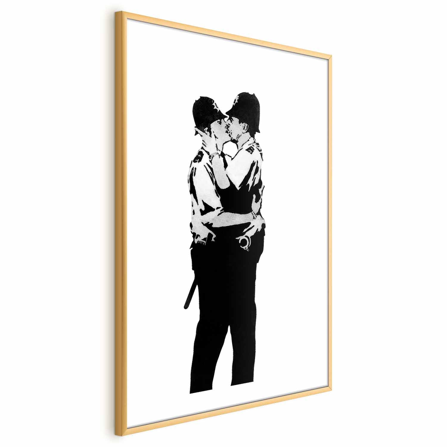 Kissing Coppers Street Art Poster