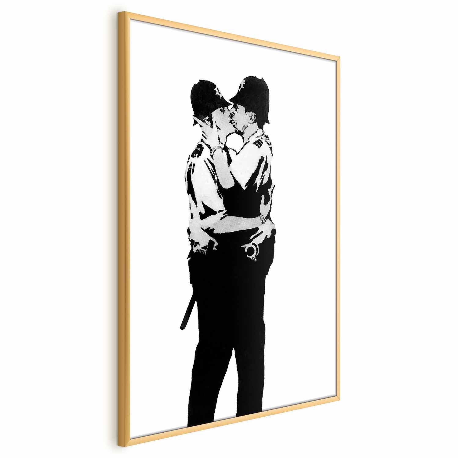 Kissing Coppers Street Art Poster