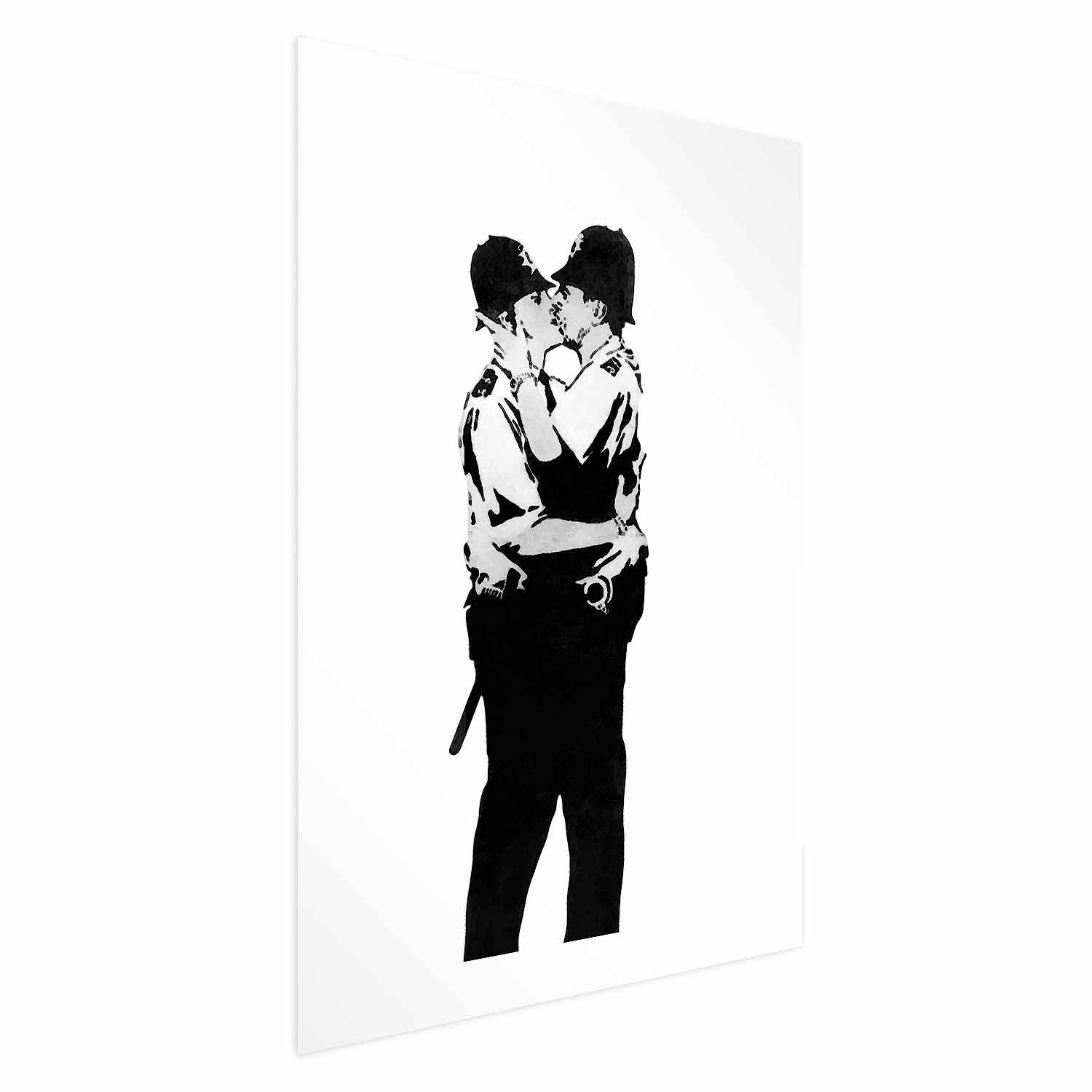 Kissing Coppers Street Art Poster