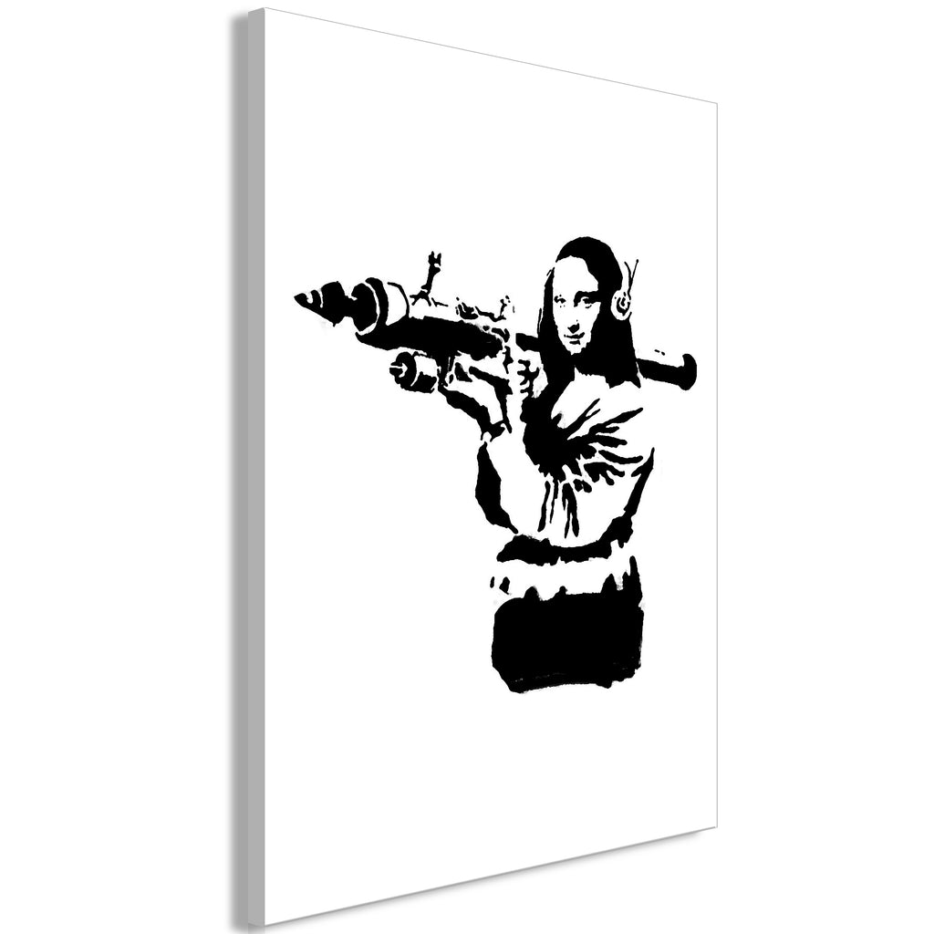 Canvas Print Banksy Mona Lisa with Rocket Launcher - Vertical (1 Part)