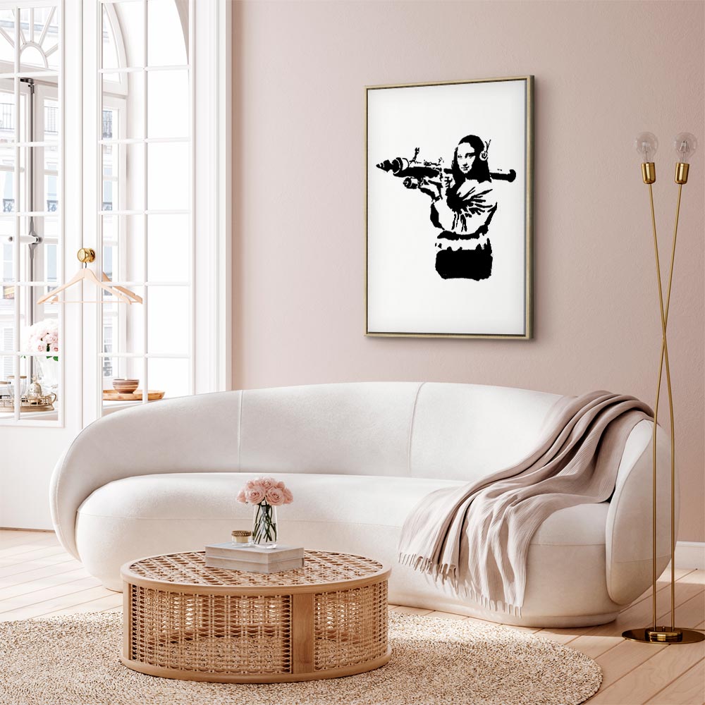 Banksy Mona Lisa Rocket Launcher Graffiti Canvas Print