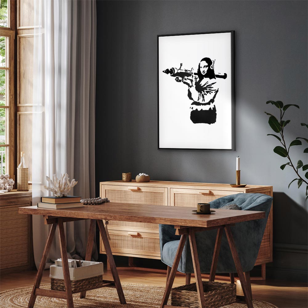 Banksy Mona Lisa Rocket Launcher Graffiti Canvas Print