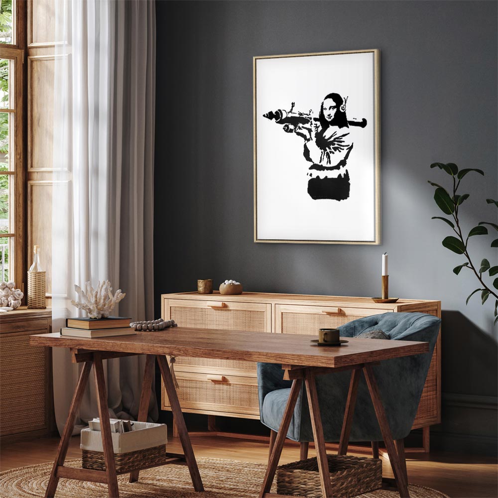 Banksy Mona Lisa Rocket Launcher Graffiti Canvas Print