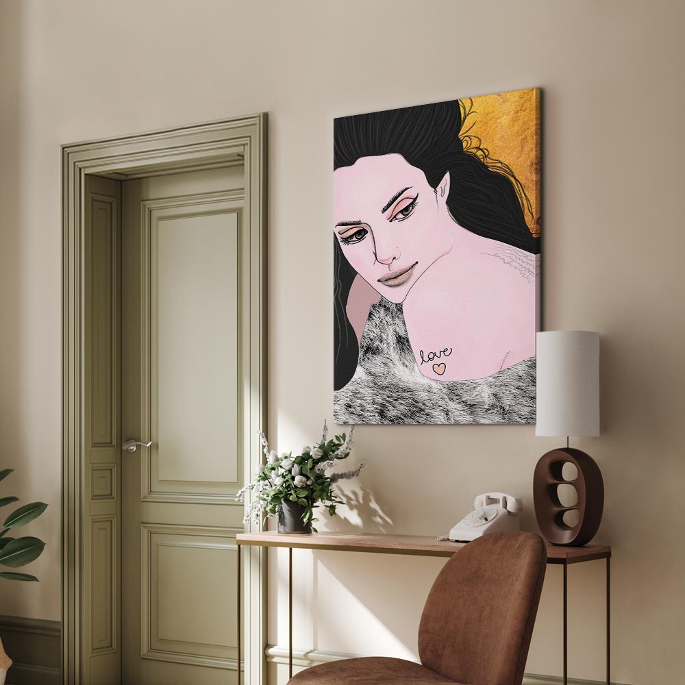 Sensual Woman Portrait Vertical Canvas Print