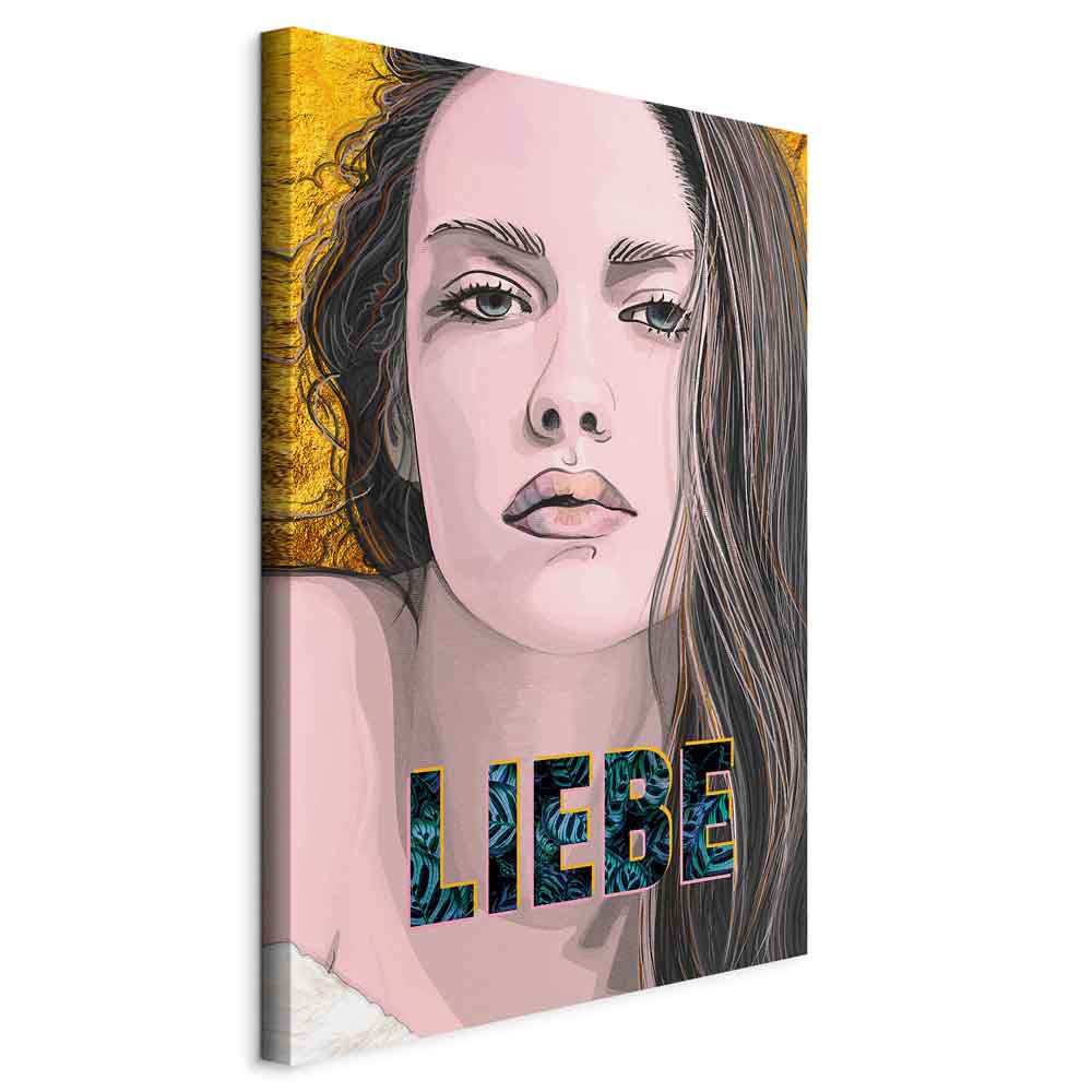 Liebe Woman Portrait Inscription Canvas Print