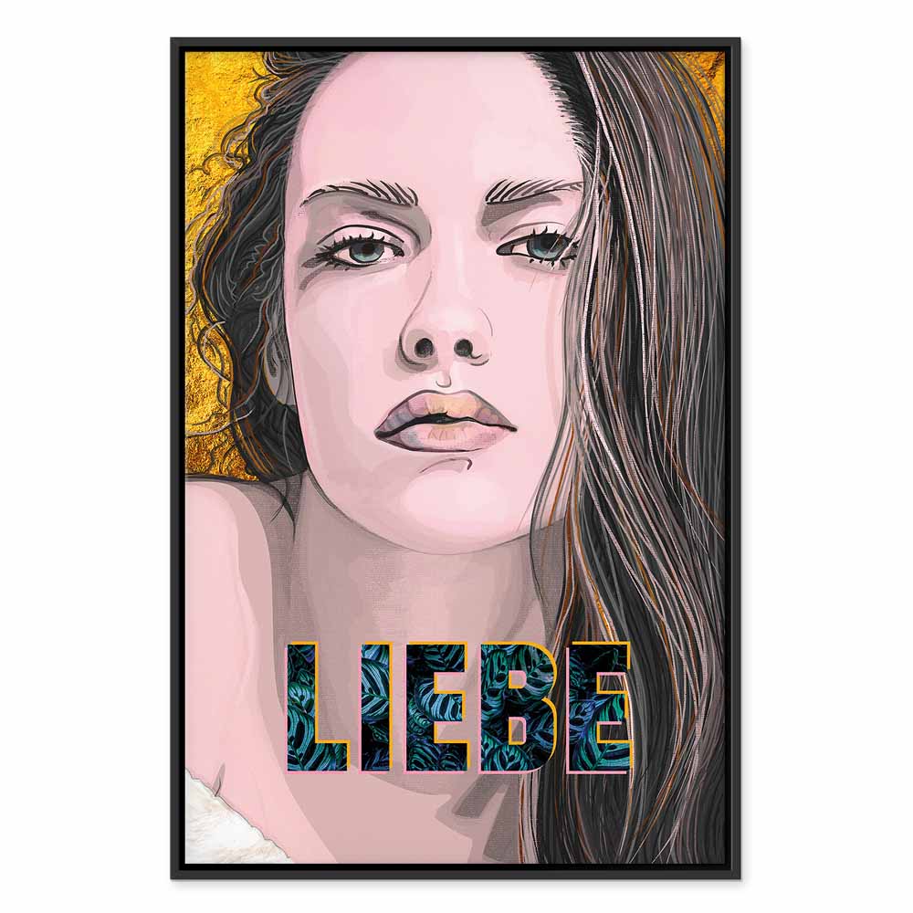 Liebe Woman Portrait Inscription Canvas Print