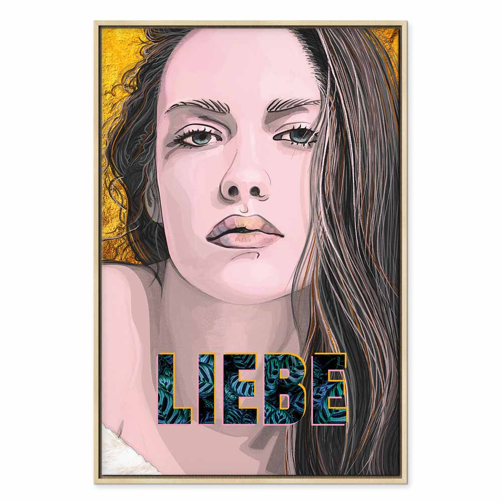 Liebe Woman Portrait Inscription Canvas Print