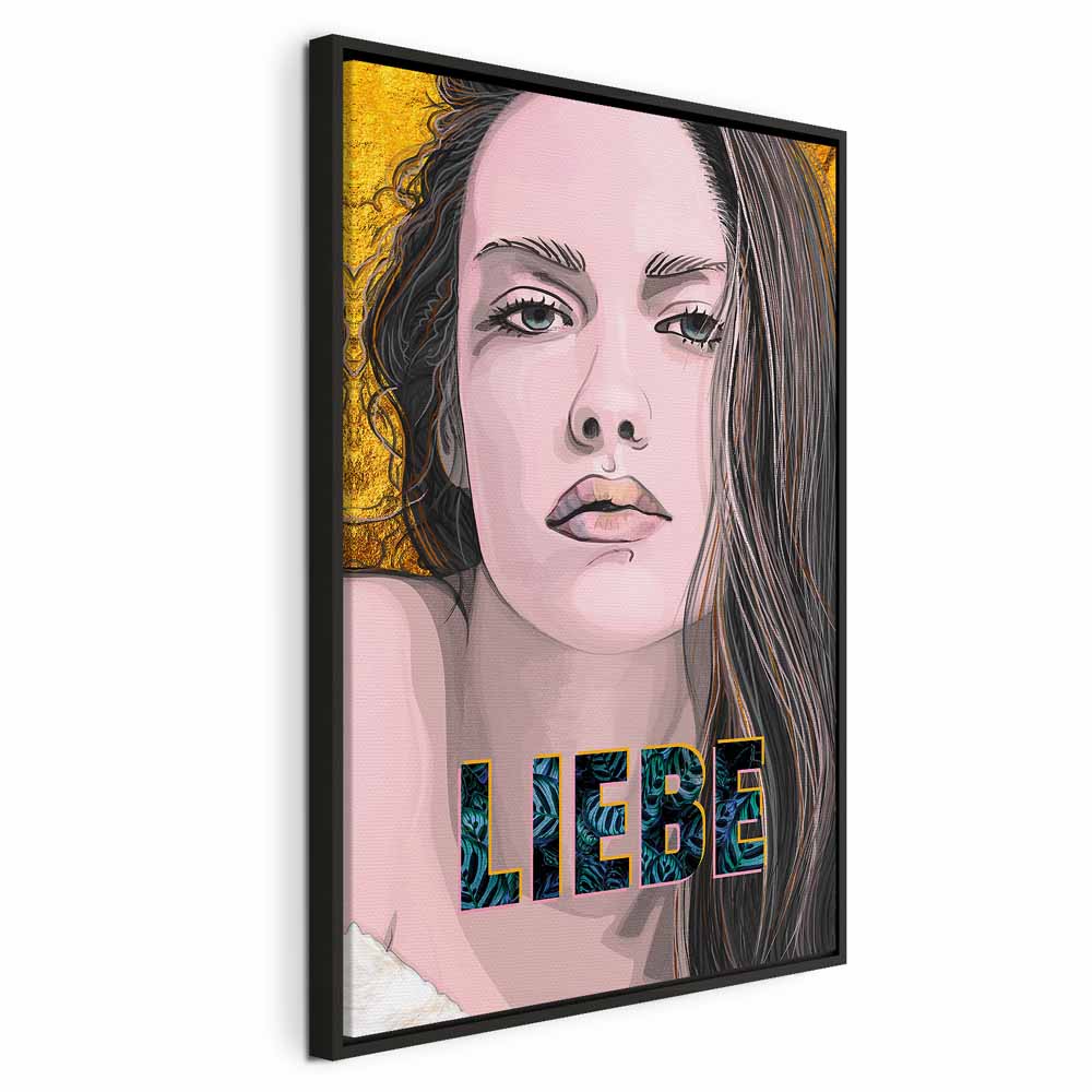 Liebe Woman Portrait Inscription Canvas Print