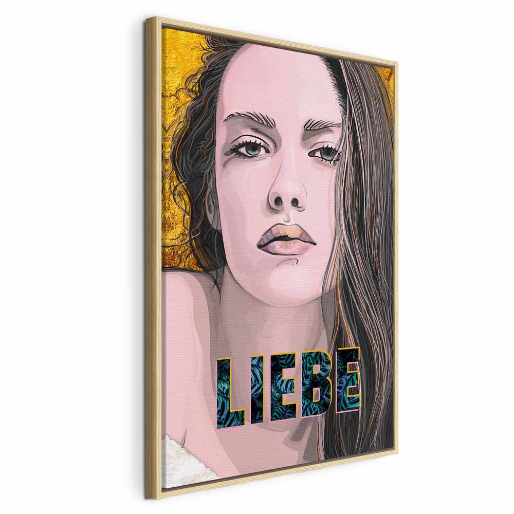 Liebe Woman Portrait Inscription Canvas Print