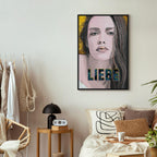 Liebe Woman Portrait Inscription Canvas Print
