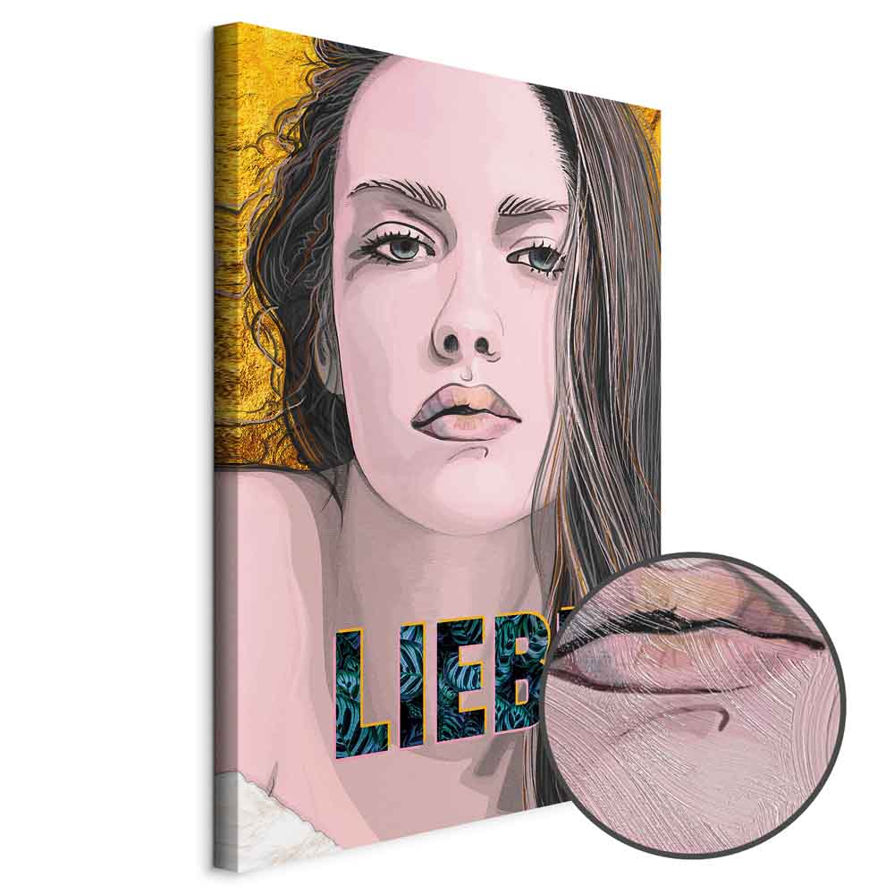 Liebe Woman Portrait Inscription Canvas Print