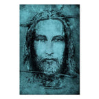 Turquoise Shroud of Turin Sacred Portrait Canvas Print