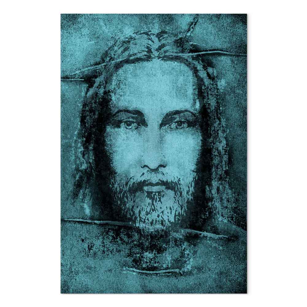 Turquoise Shroud of Turin Sacred Portrait Canvas Print