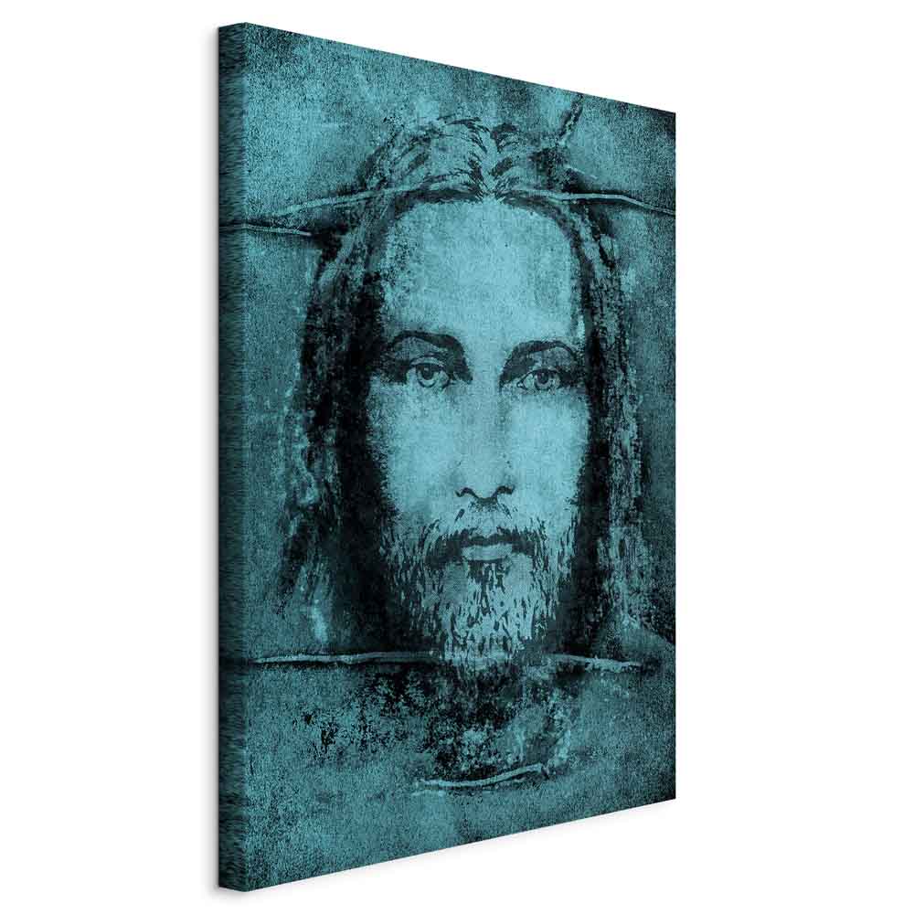 Turquoise Shroud of Turin Sacred Portrait Canvas Print