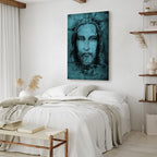Turquoise Shroud of Turin Sacred Portrait Canvas Print