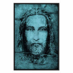 Turquoise Shroud of Turin Sacred Portrait Canvas Print