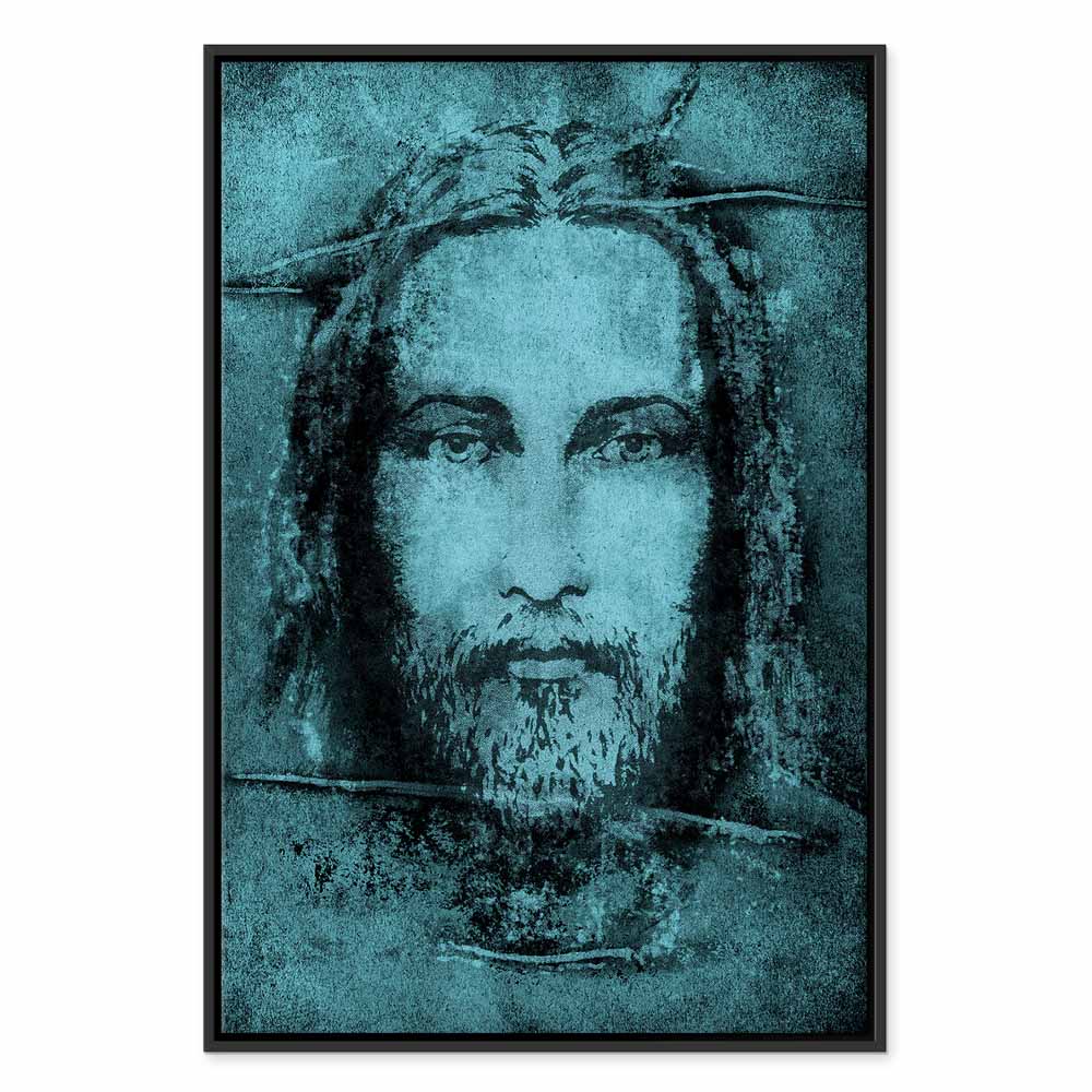 Turquoise Shroud of Turin Sacred Portrait Canvas Print