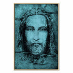 Turquoise Shroud of Turin Sacred Portrait Canvas Print