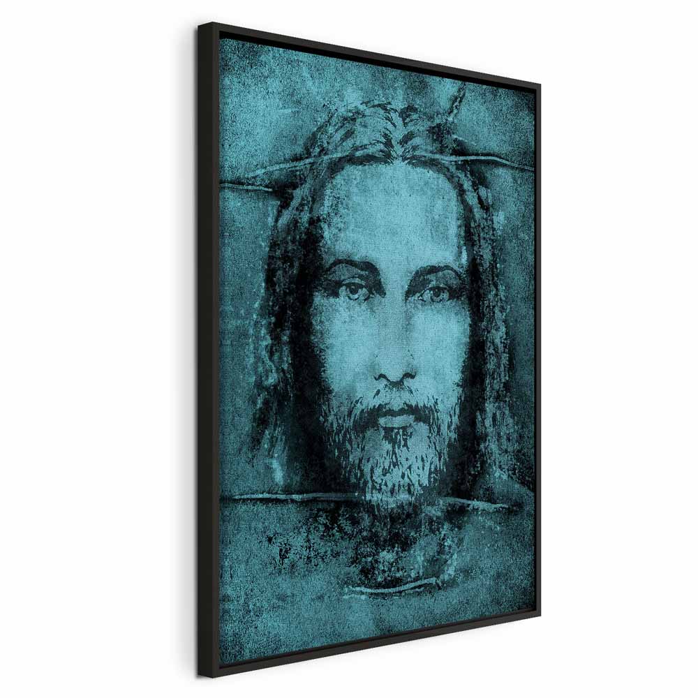 Turquoise Shroud of Turin Sacred Portrait Canvas Print